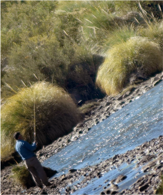 hombre pescando en un río